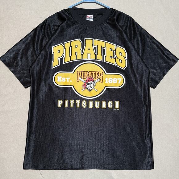 Vintage Y2k Pittsburgh Pirates Black Jersey Shirt Size L MLB Baseball 2004 Mesh - Picture 1 of 8